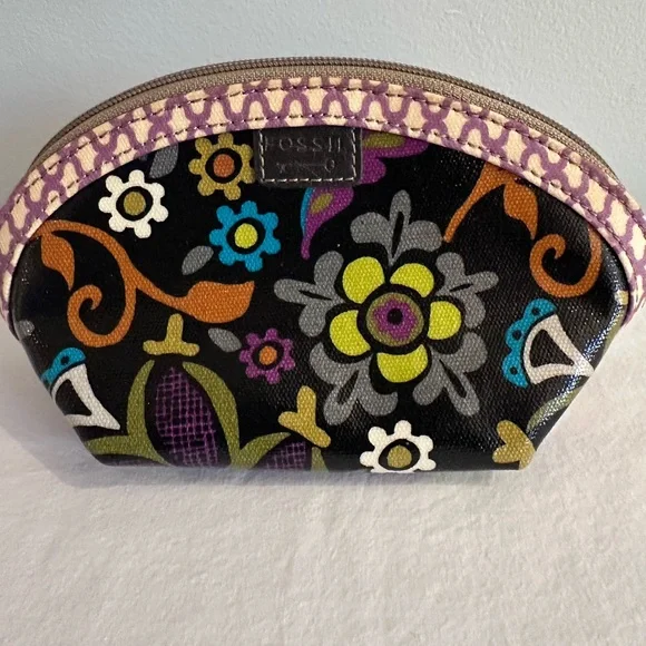 Fossil Keyper Dome Coated Canvas Pouch Retro Print - Picture 1 of 9